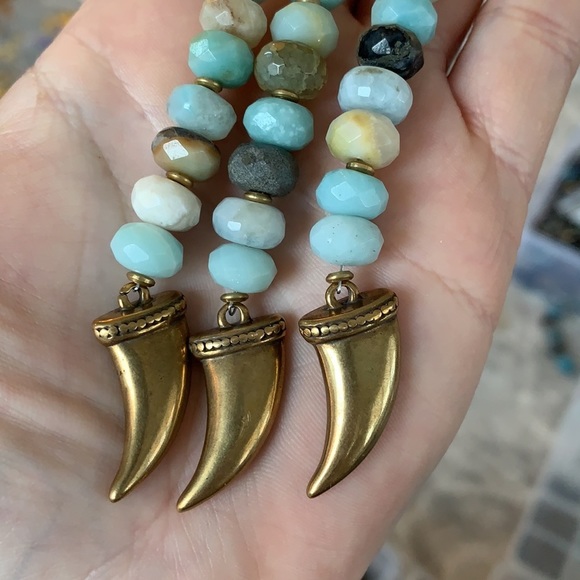 💕HP💕Amazonite beaded tusk handmade keychain - Picture 3 of 11